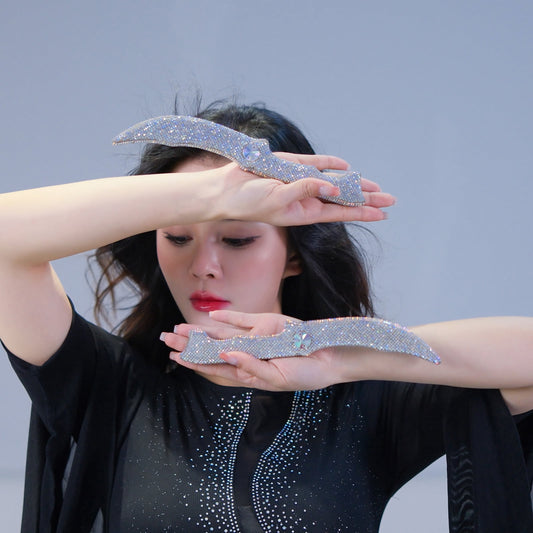 Iraqi Hair-flipping Dance Double-dagger Dance Props Knife Oriental Dance Rhinestone-studded Props Knife