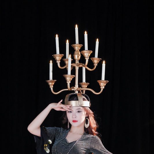 Lightweight 9 Detachable Belly Dance Candleholder Realistic Candlesticks for Oriental Stage Performances.