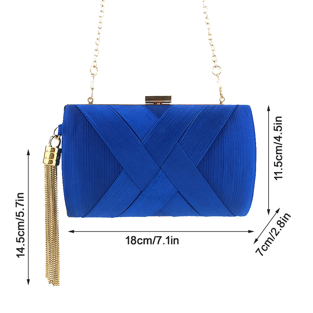 Handheld Women's Evening Clutch Bags Silk Satin Party Handbags Bridal Wedding Purses with Tassel Pendant Evening Clutch Bags