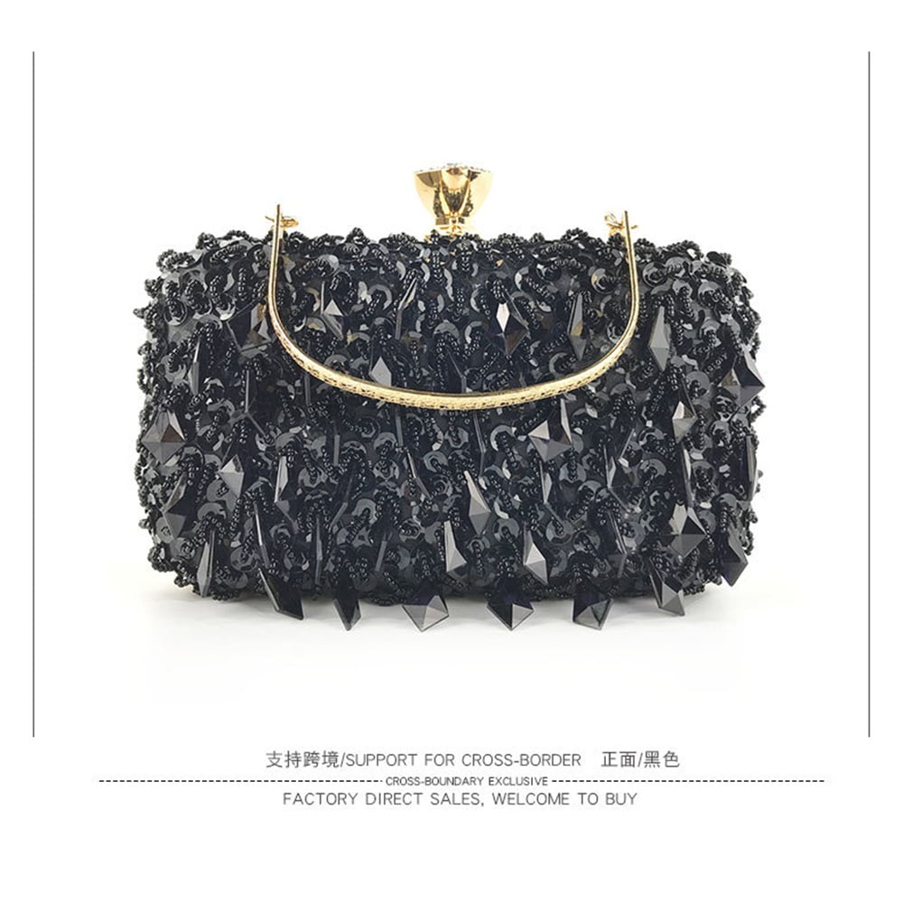 Handheld Evening Bag, Handmade Double-sided Beaded Bag, Sequined Bag, Evening Clutch for Women