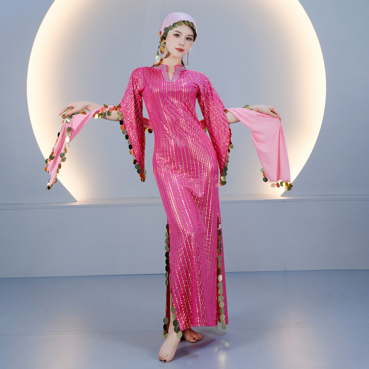 Elegant Egyptian Saidi Robe Cane Dance Costume with Embroidered Details for Stage Shows