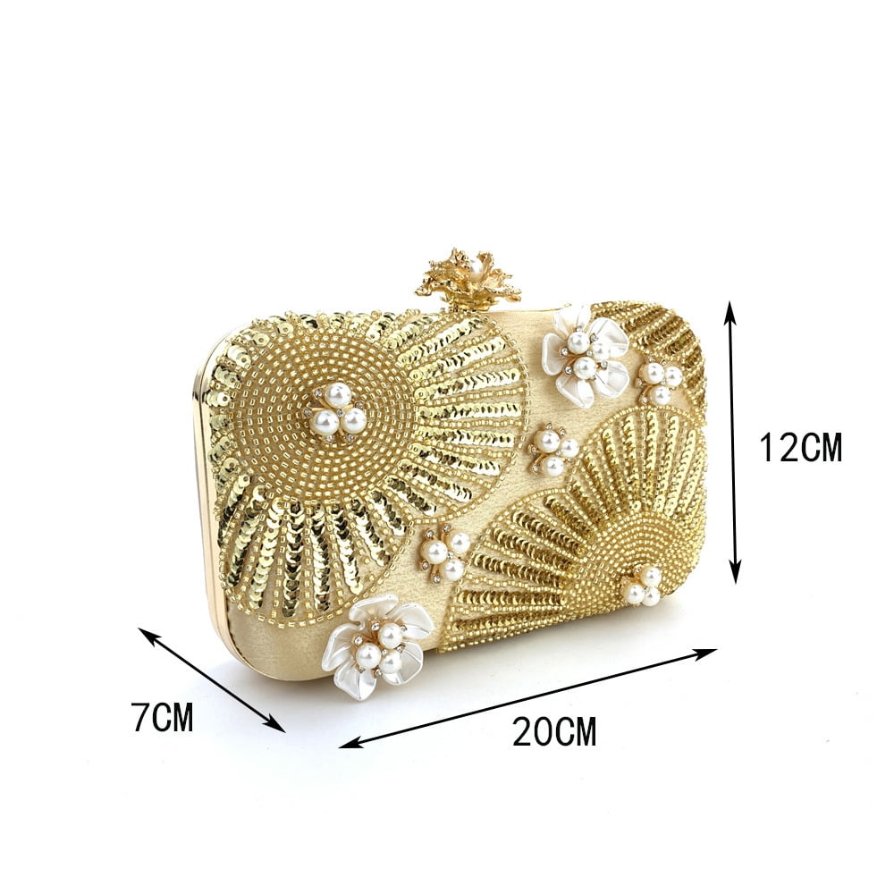 Womens Evening Bag Clutch Purse Luxury Handbag Embroidery Wedding Bag With Fashion Sequin and Pearl