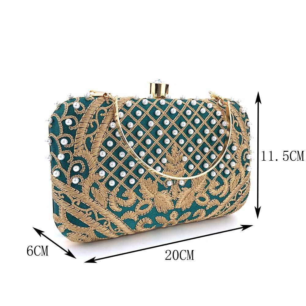 Embroidered Hand-beaded Evening Bag Vintage Pearl Evening Bag Wedding Purses for Women