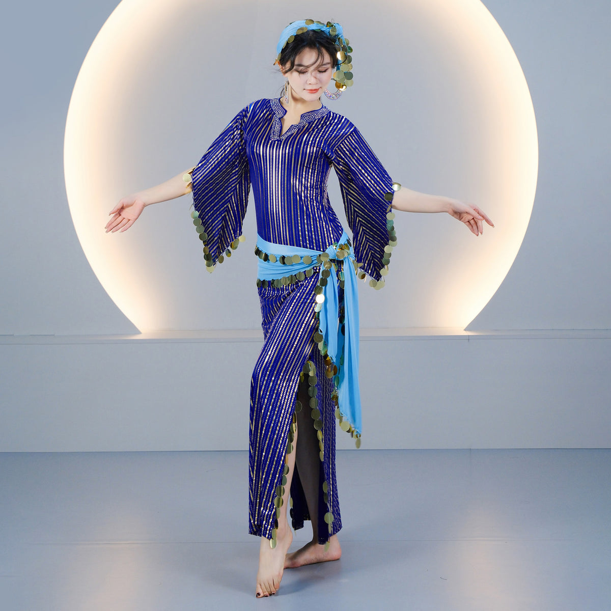 Elegant Egyptian Saidi Robe Cane Dance Costume with Embroidered Details for Stage Shows