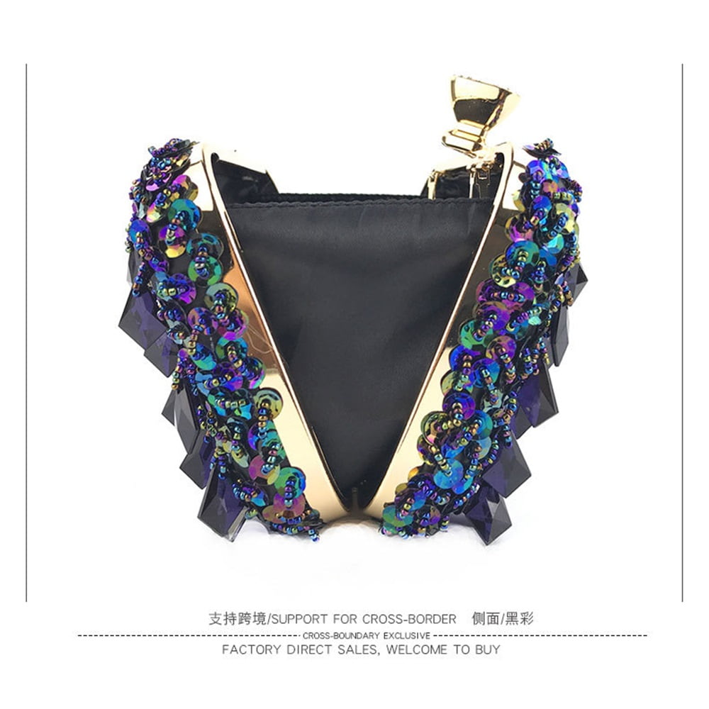 Handheld Evening Bag, Handmade Double-sided Beaded Bag, Sequined Bag, Evening Clutch for Women