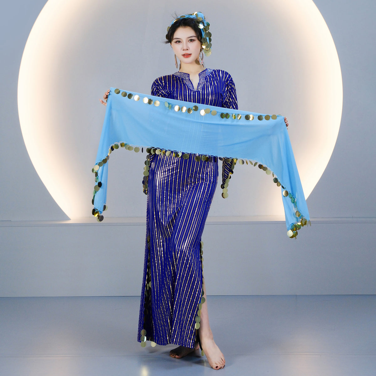 Elegant Egyptian Saidi Robe Cane Dance Costume with Embroidered Details for Stage Shows