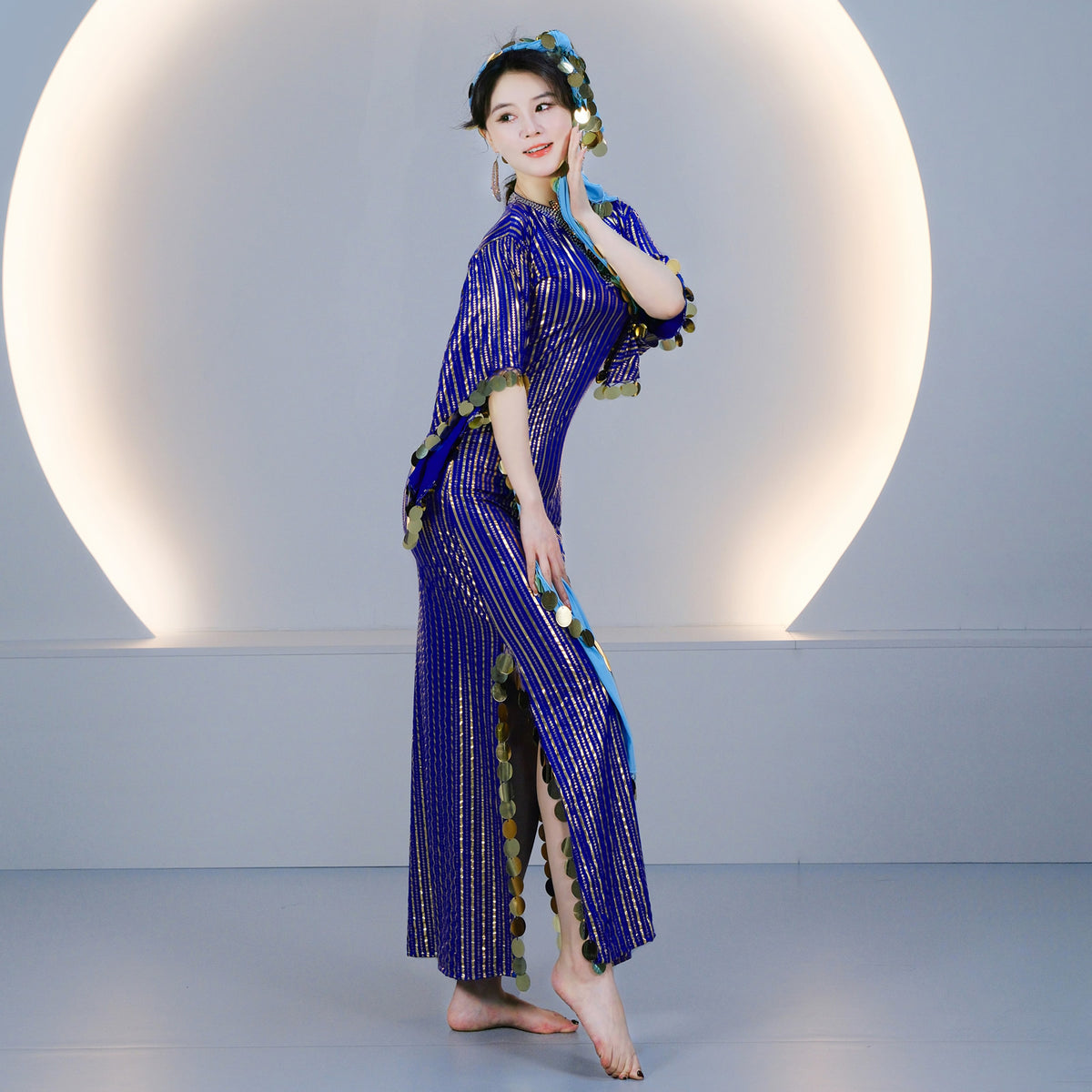 Elegant Egyptian Saidi Robe Cane Dance Costume with Embroidered Details for Stage Shows