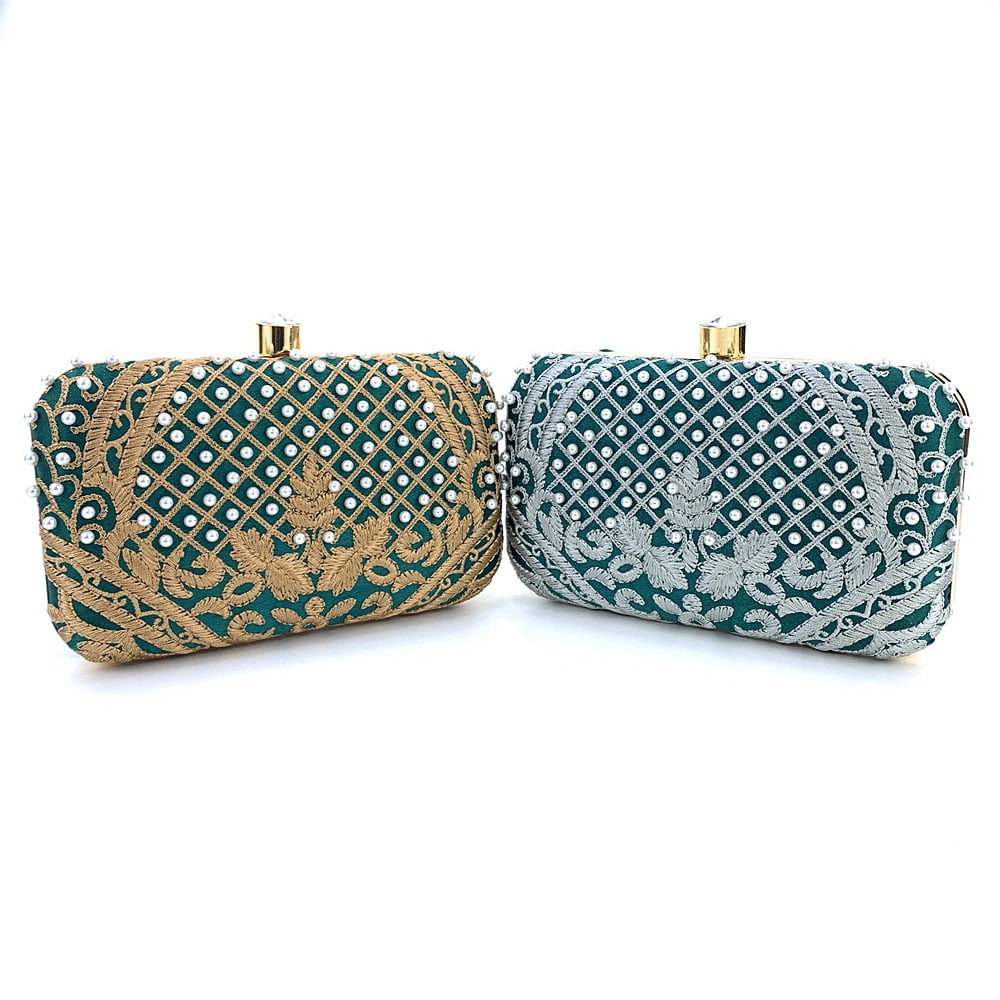 Embroidered Hand-beaded Evening Bag Vintage Pearl Evening Bag Wedding Purses for Women