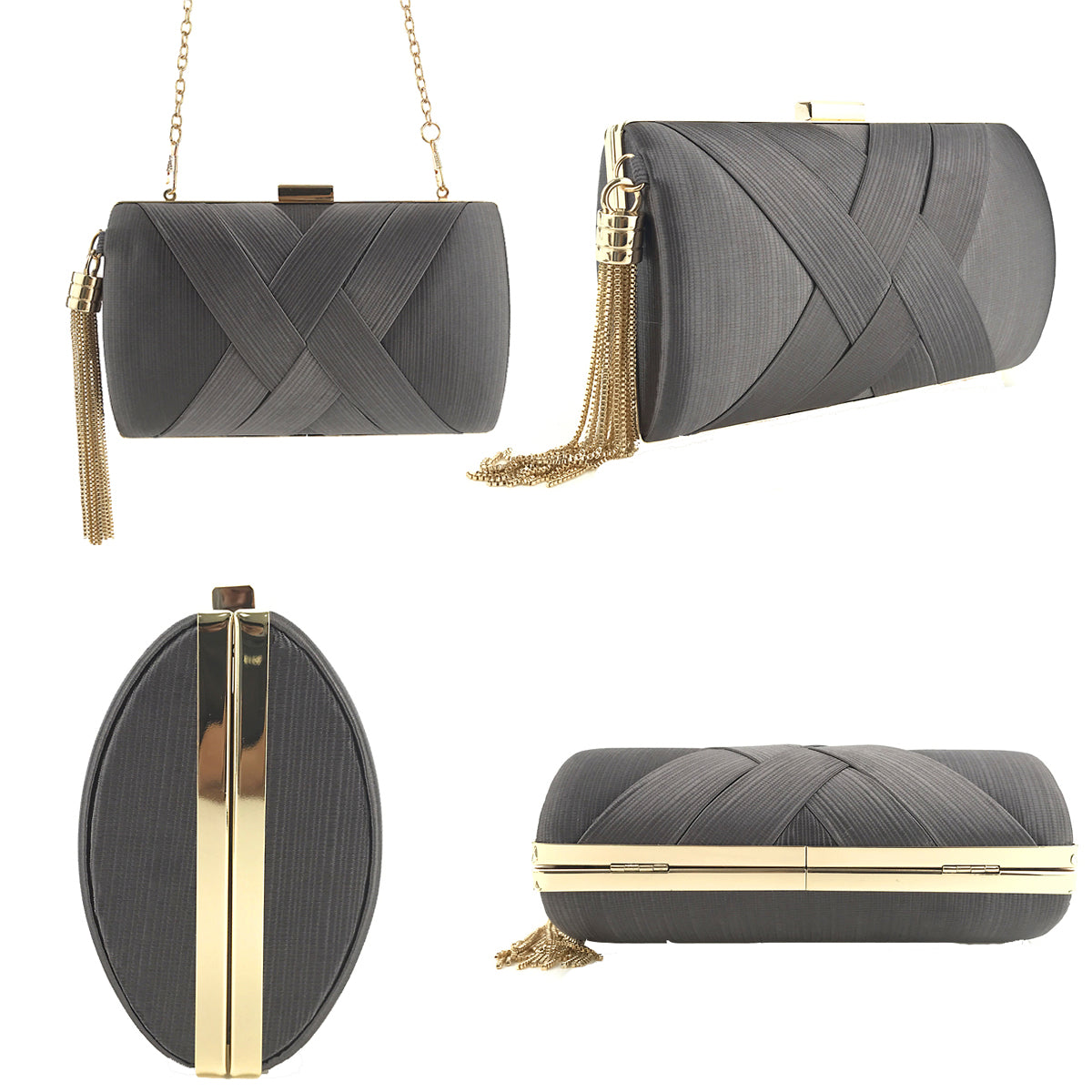 Handheld Women's Evening Clutch Bags Silk Satin Party Handbags Bridal Wedding Purses with Tassel Pendant Evening Clutch Bags