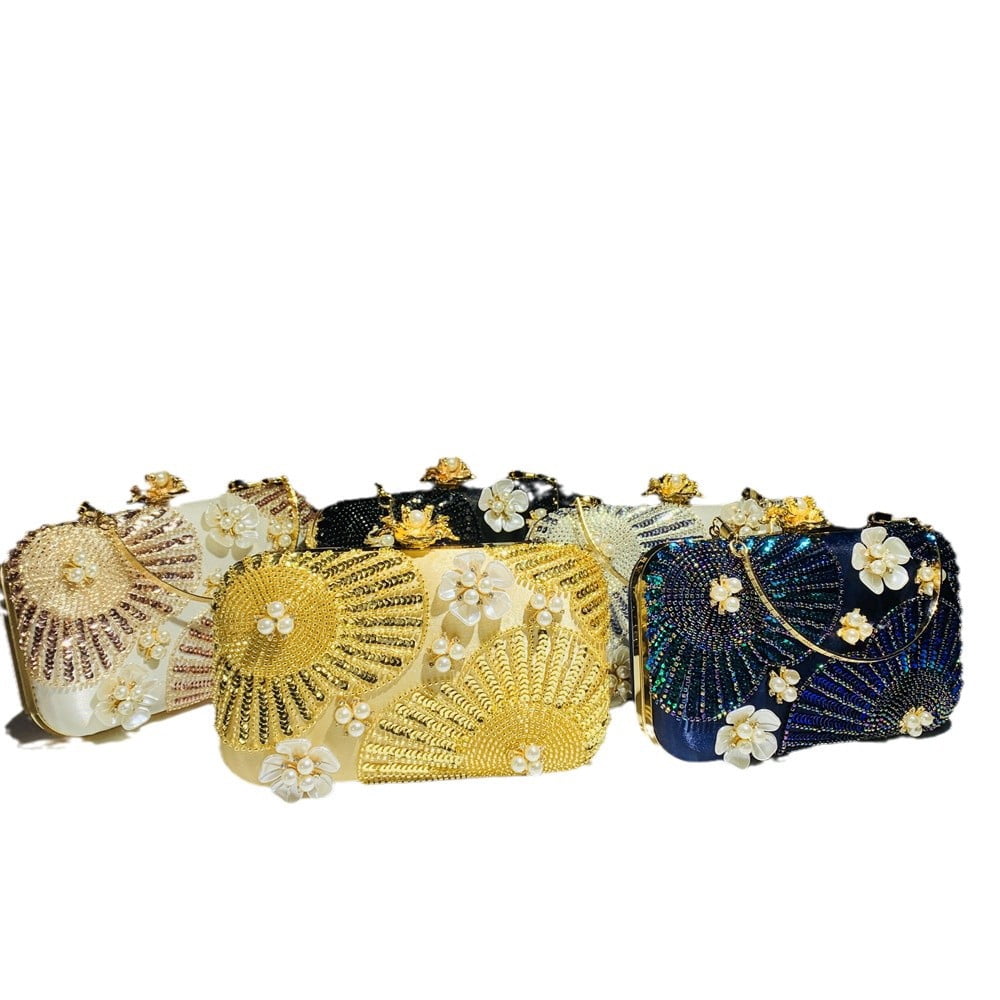 Womens Evening Bag Clutch Purse Luxury Handbag Embroidery Wedding Bag With Fashion Sequin and Pearl