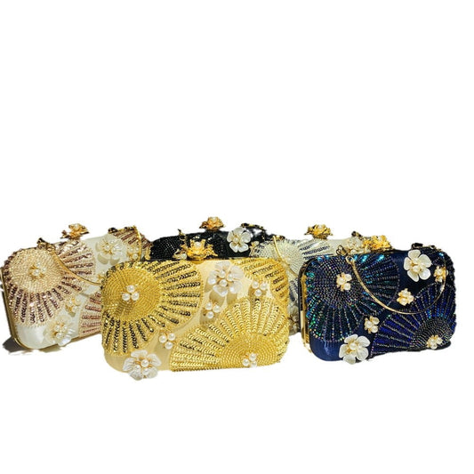 Womens Evening Bag Clutch Purse Luxury Handbag Embroidery Wedding Bag With Fashion Sequin and Pearl
