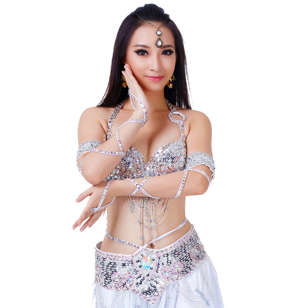 Belly Dance Costumes with Polyester Skirt Belly Dance Dress 1 Set 5pcs