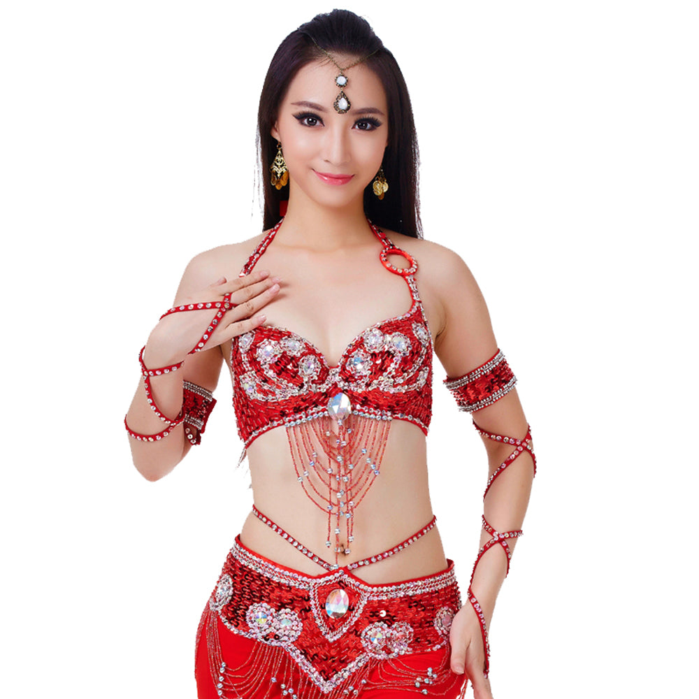 Belly Dance Costumes with Polyester Skirt Belly Dance Dress 1 Set 5pcs