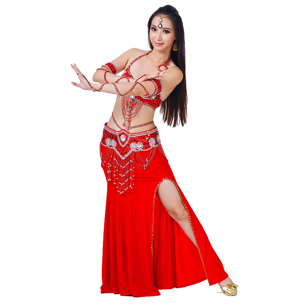 Belly Dance Costumes with Polyester Skirt Belly Dance Dress 1 Set 5pcs