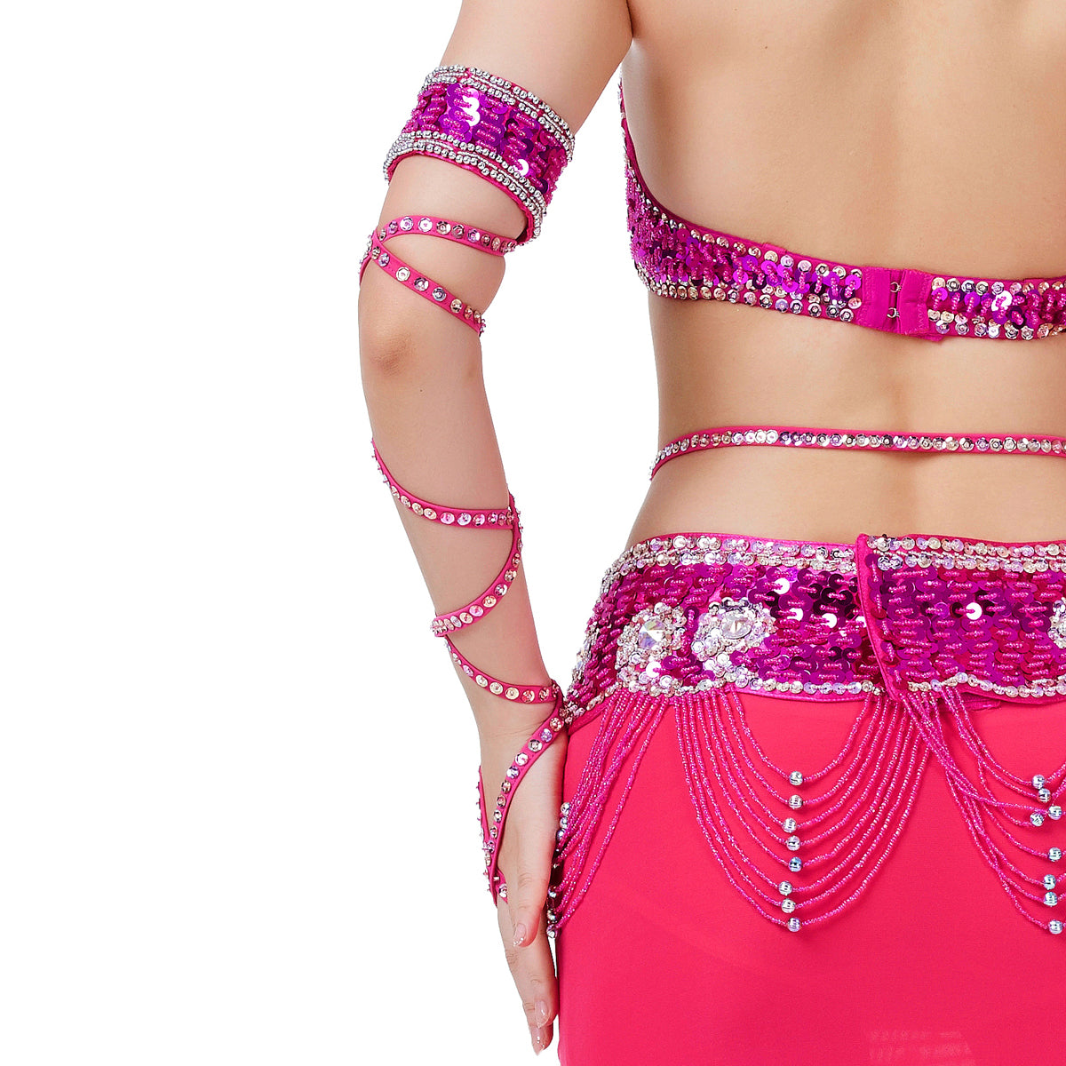 Pack of 2 (as in pairs) Lightweiht Belly Dance Bracelet Snake Sleeves Arm Band with Stretch Wrap Straps Hand Chains Accessory