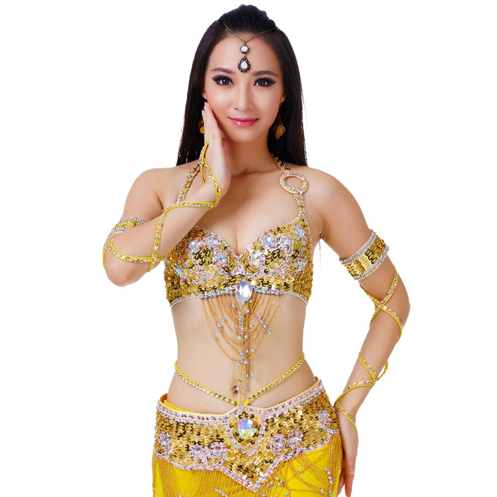 Belly Dance Costumes with Polyester Skirt Belly Dance Dress 1 Set 5pcs