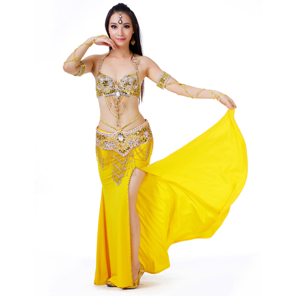 Belly Dance Costumes with Polyester Skirt Belly Dance Dress 1 Set 5pcs