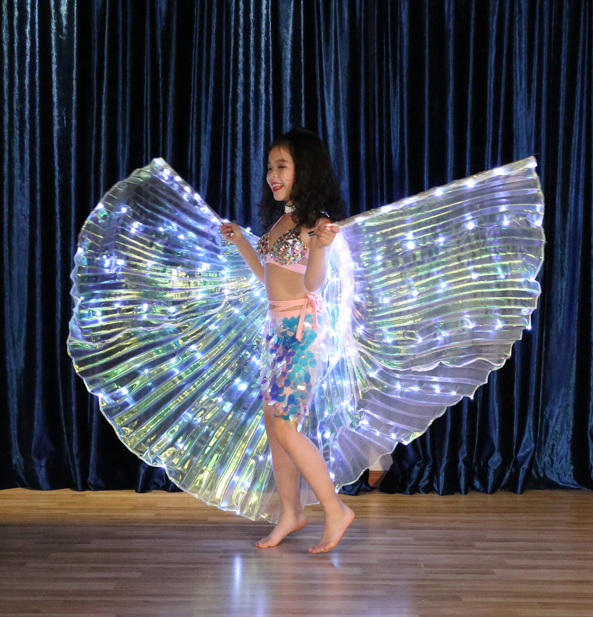 LED Isis Wings Carnival Halloween Shows Wings Costume Cloak LED Cape with Telescopic Sticks