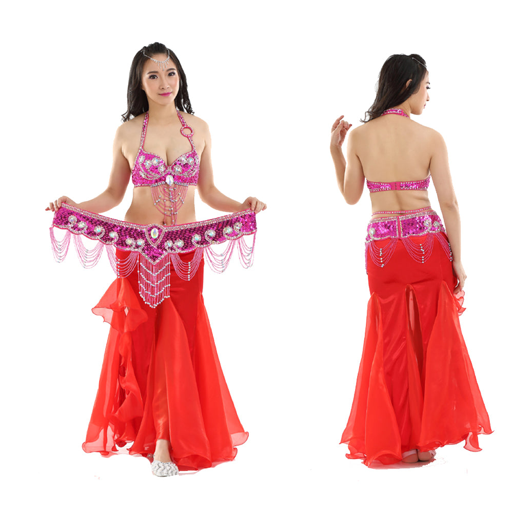 Belly Dance Costumes with Flannel Rose Skirt Belly Dance Dress 1 Set
