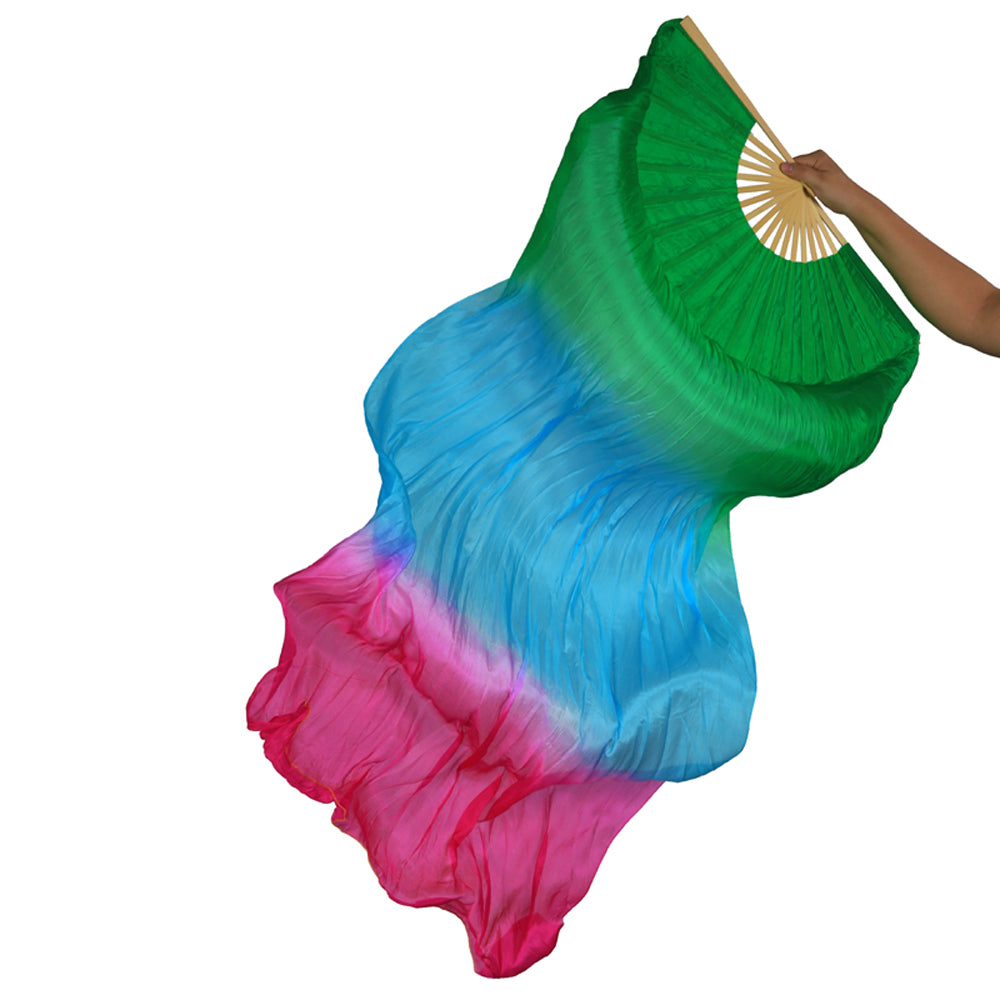 180x90cm 18 Colors 100% Real Silk Chinese Belly Dance Fan Veil Hand Made Belly Dance Fans