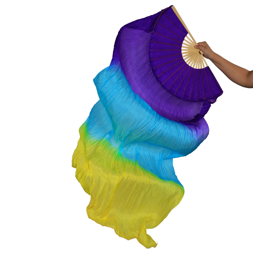 180x90cm 18 Colors 100% Real Silk Chinese Belly Dance Fan Veil Hand Made Belly Dance Fans