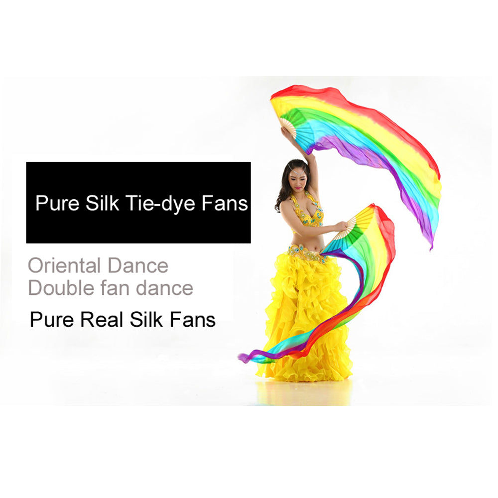 180x90cm 18 Colors 100% Real Silk Chinese Belly Dance Fan Veil Hand Made Belly Dance Fans