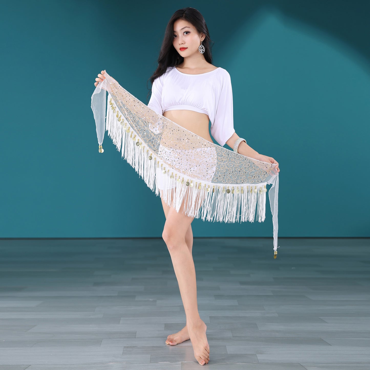 Light Weight Tassels Fringed Sequins Triangle Belly Dance Hip Scarf Skirt Waist Belt for Outfits