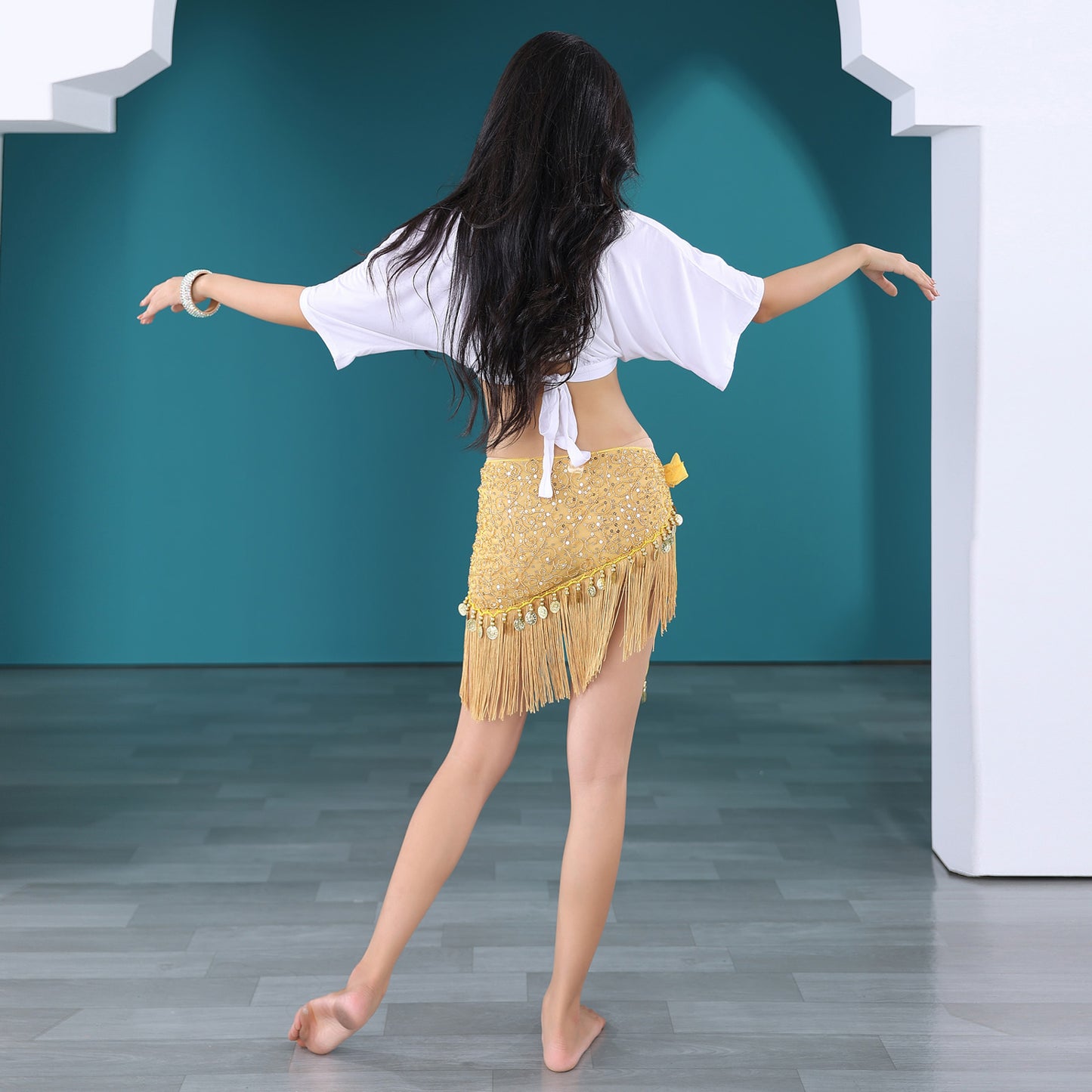 Light Weight Tassels Fringed Sequins Triangle Belly Dance Hip Scarf Skirt Waist Belt for Outfits