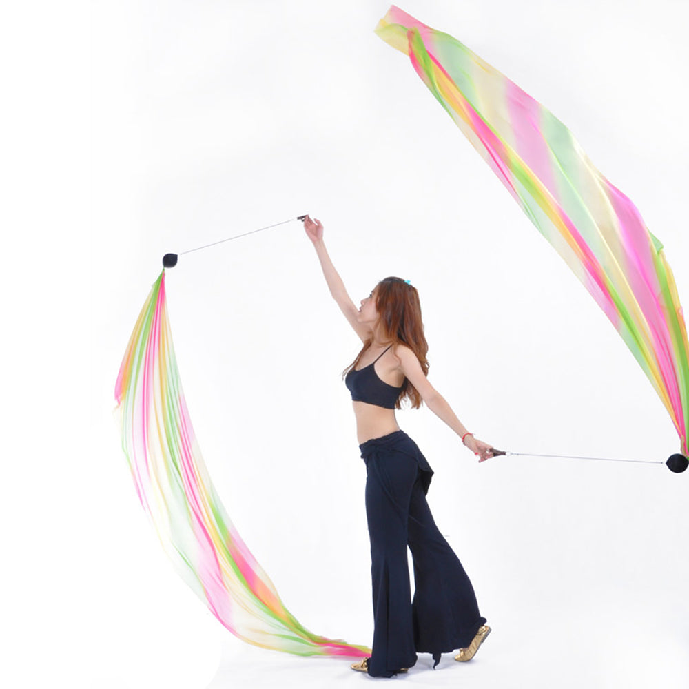 Poi Ball with Silk Veils Belly Dance Poi Streamer Throw Ball for Haka Dance and Polynesian Dance