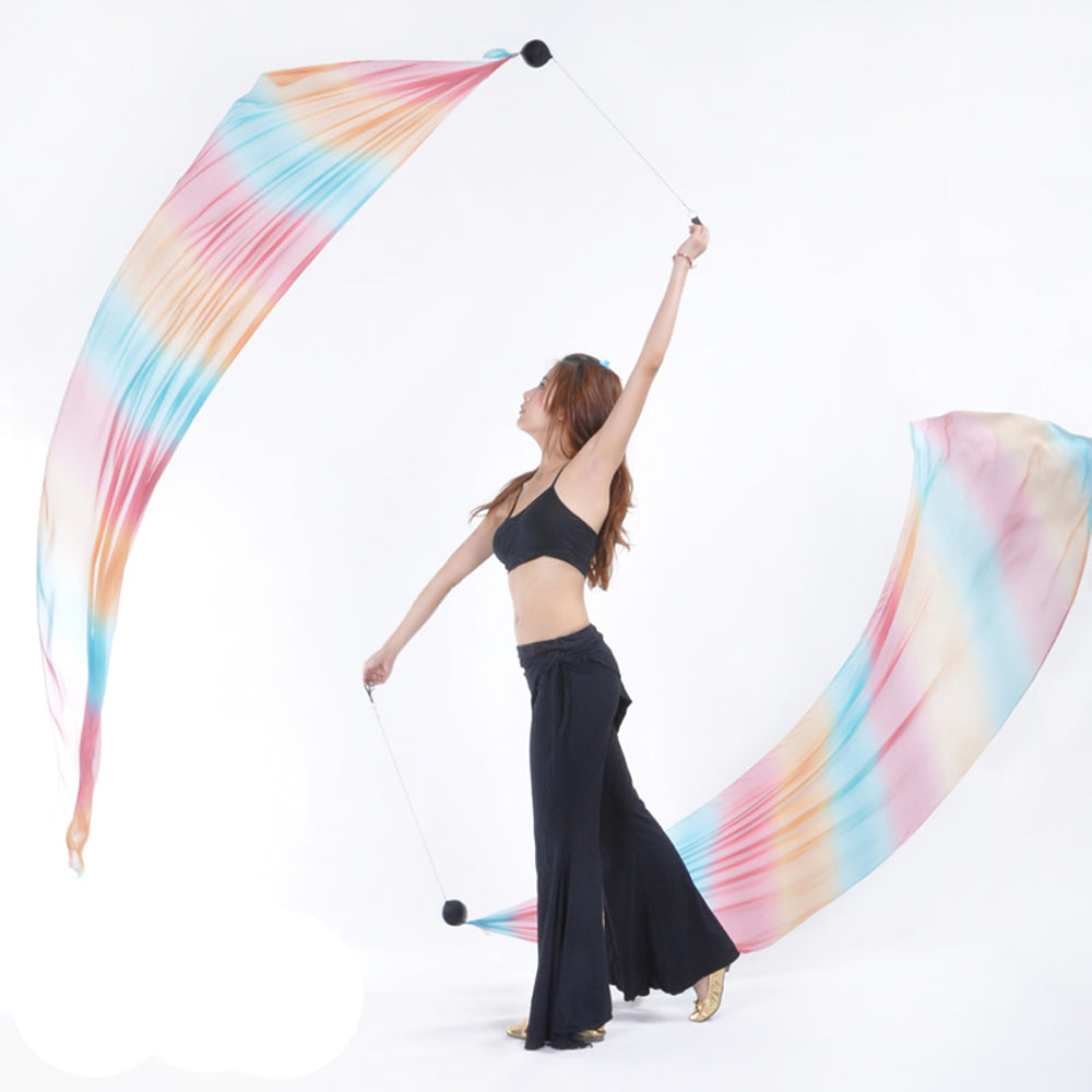 Poi Ball with Silk Veils Belly Dance Poi Streamer Throw Ball for Haka Dance and Polynesian Dance