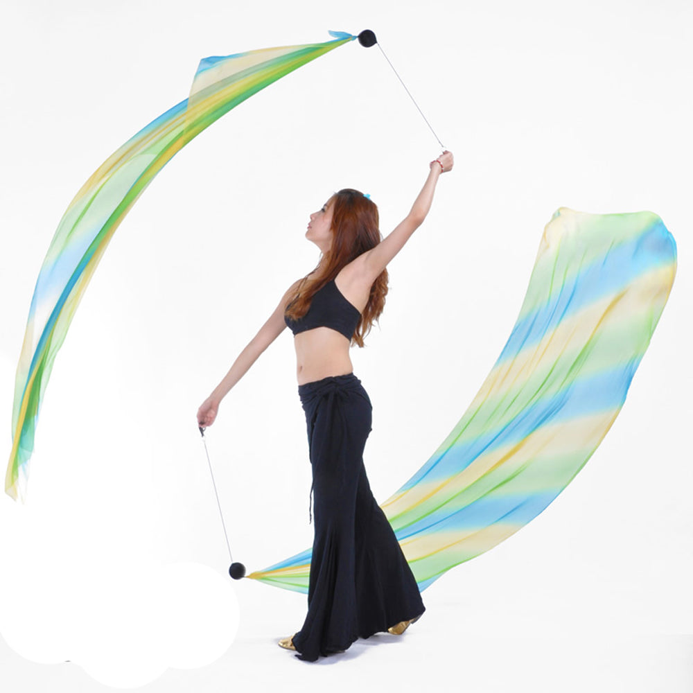 Poi Ball with Silk Veils Belly Dance Poi Streamer Throw Ball for Haka Dance and Polynesian Dance