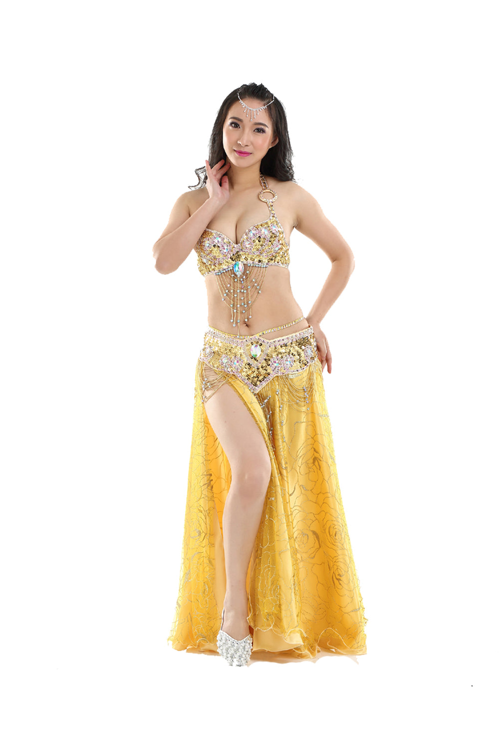 Belly Dance Costumes with Belly Dance Rose Skirt Belly Dance Dress 1 Set