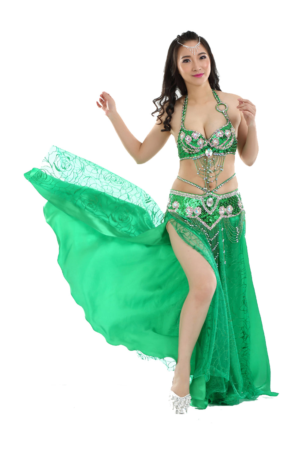 Belly Dance Costumes with Belly Dance Rose Skirt Belly Dance Dress 1 Set