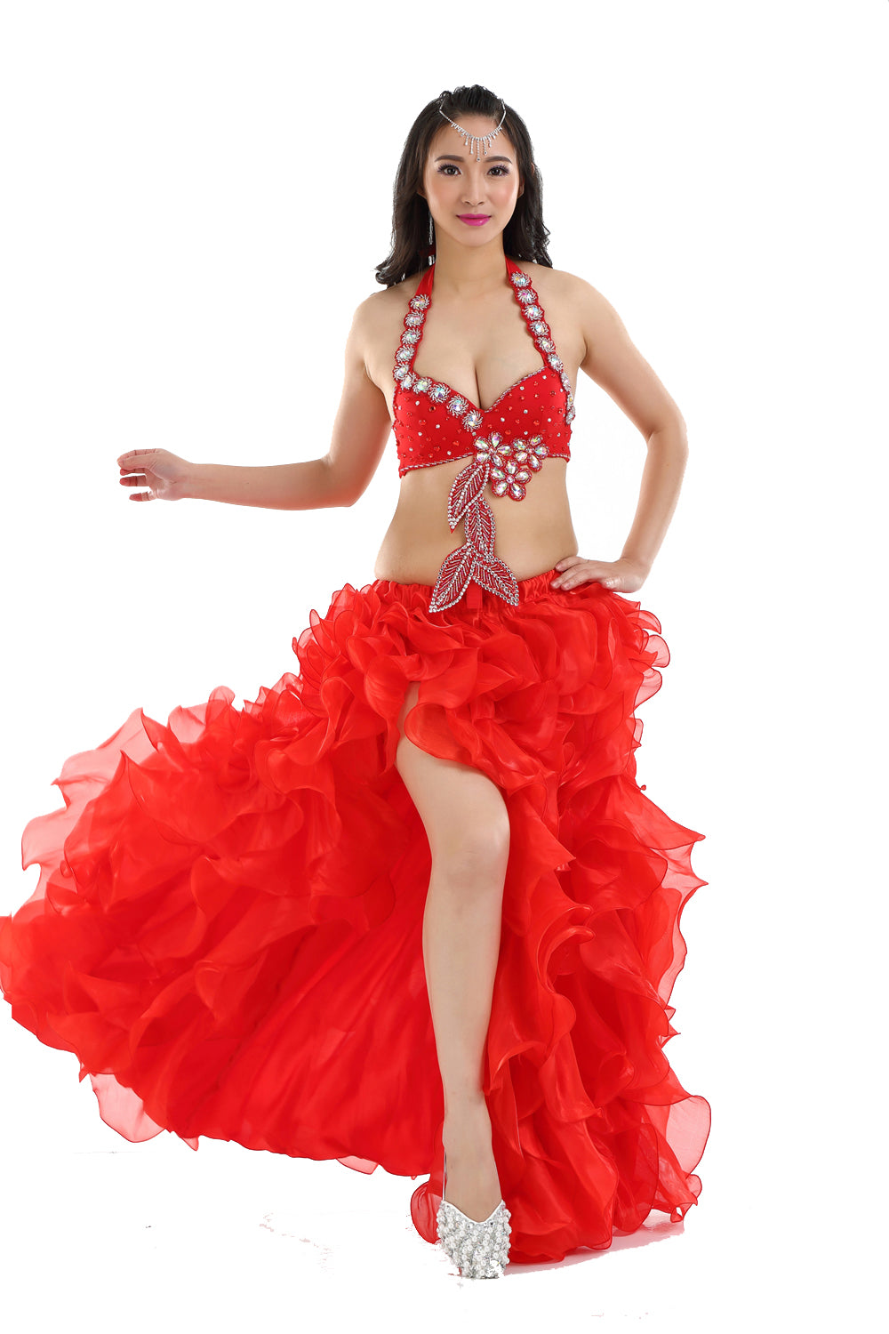 Professional Belly Dance Costume Tribal Waves Slit Skirt Wave Skirt Dress Bubble Skirt