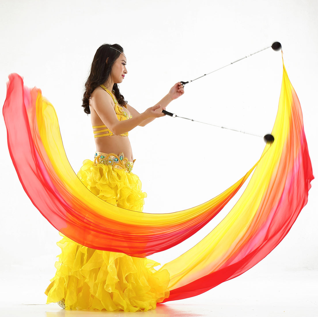 Poi Ball with Silk Veils Belly Dance Poi Streamer Throw Ball for Haka Dance and Polynesian Dance
