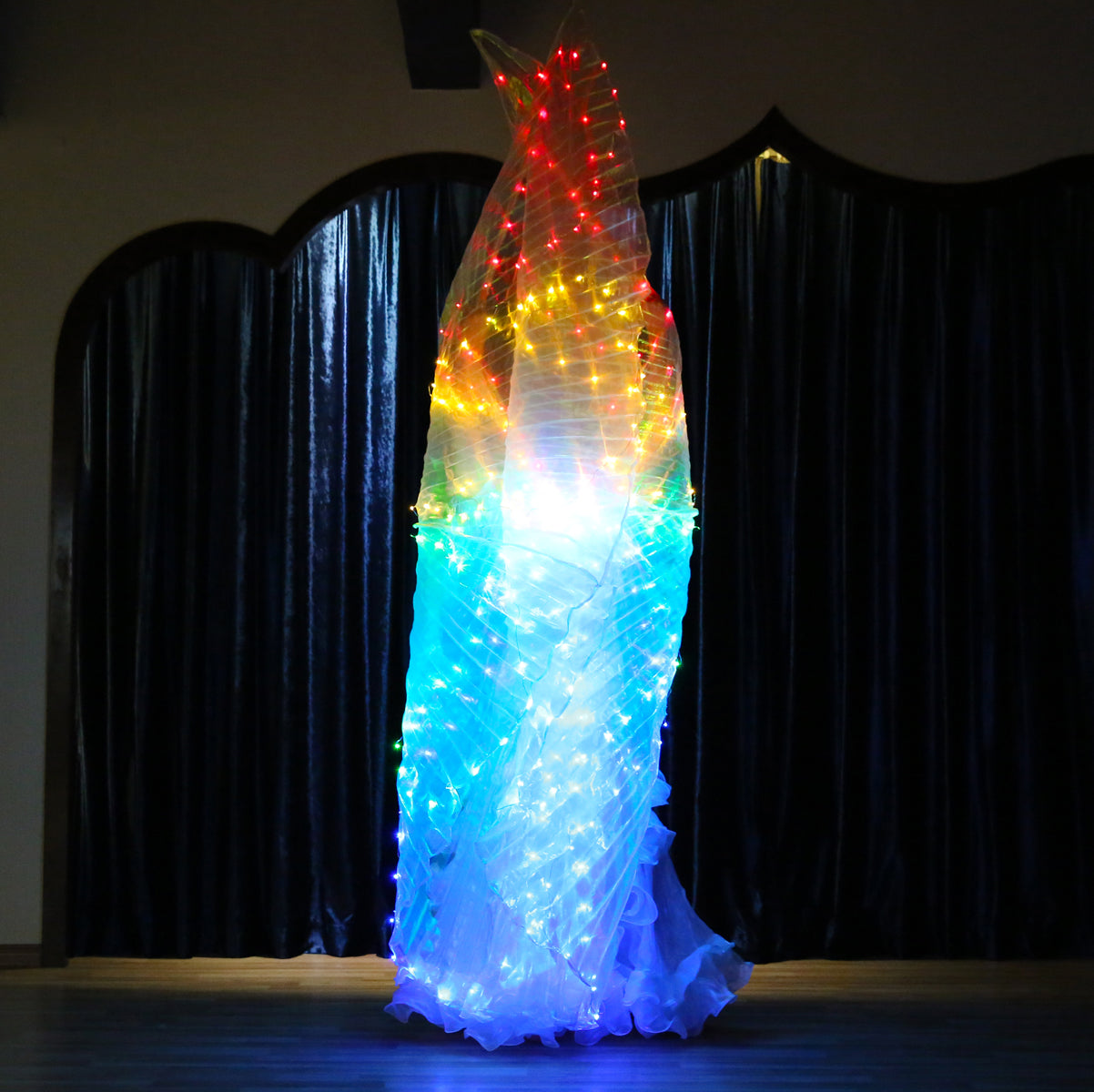 LED Isis Wing 8 Petals - Belly Dance Light Up Wing Carnival Halloween Party Club Wear with Telescopic Sticks