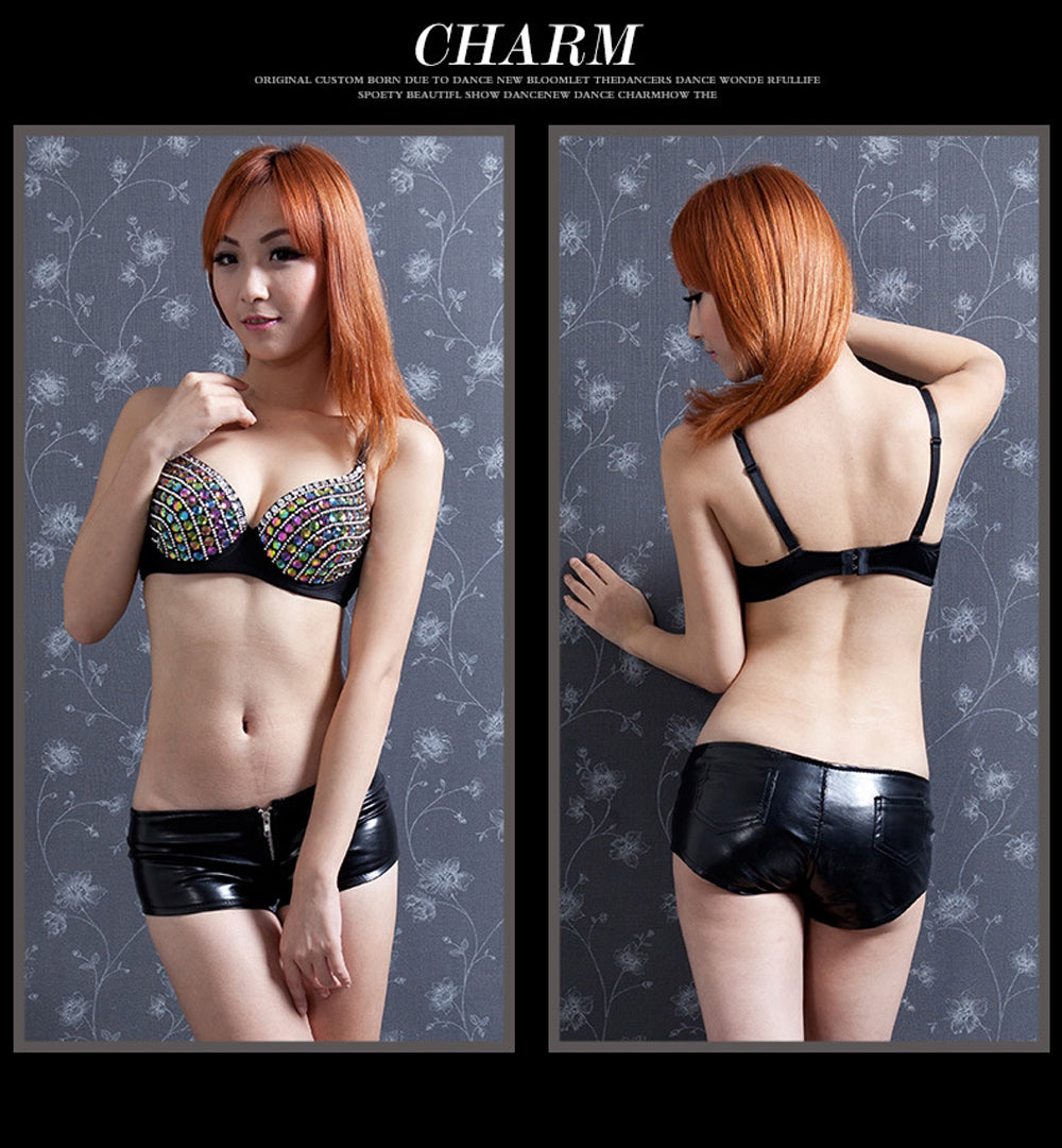 Danceshower Metallic Spike Punk Goth Bra Clubwear DS Bra Belly Dance Top