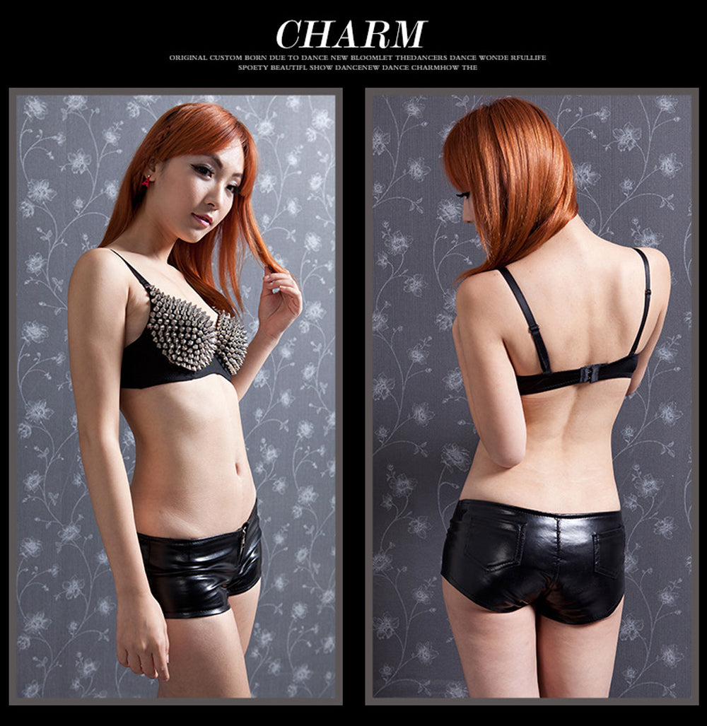 Danceshower Metallic Spike Punk Goth Bra Clubwear DS Bra Belly Dance Top