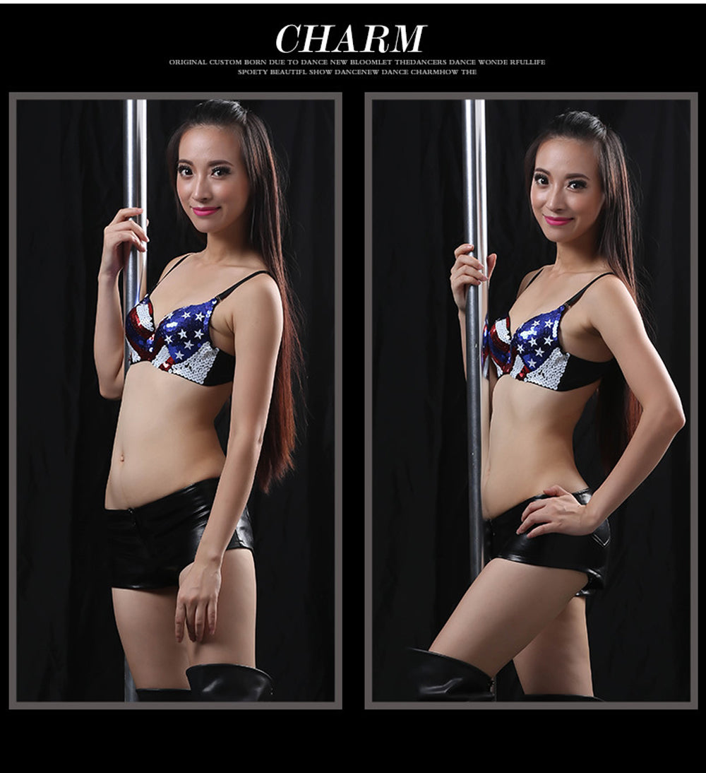 Danceshower Sequin Spike Punk Goth Bra Clubwear DS Bra Belly Dance Top