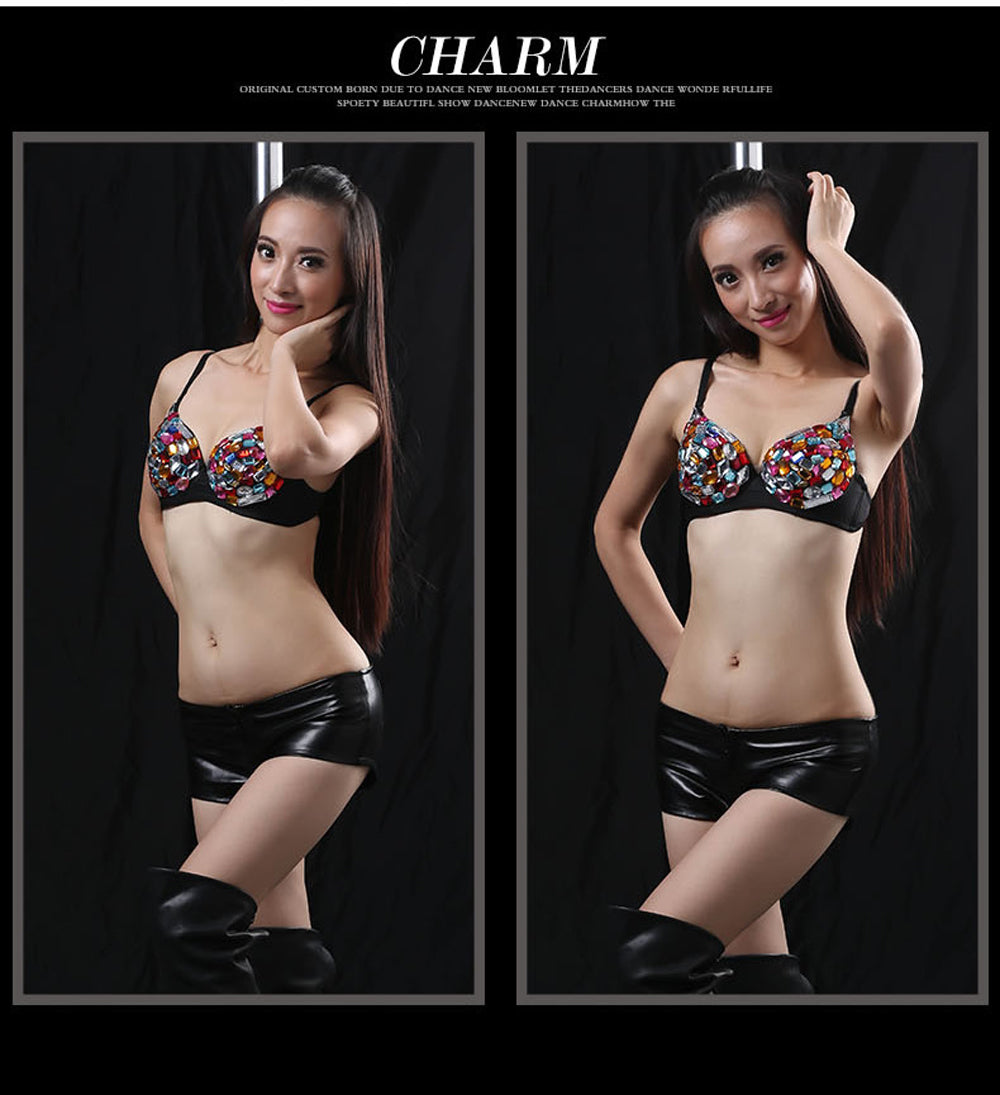 Danceshower Metallic Spike Punk Goth Bra Clubwear DS Bra Belly Dance Top