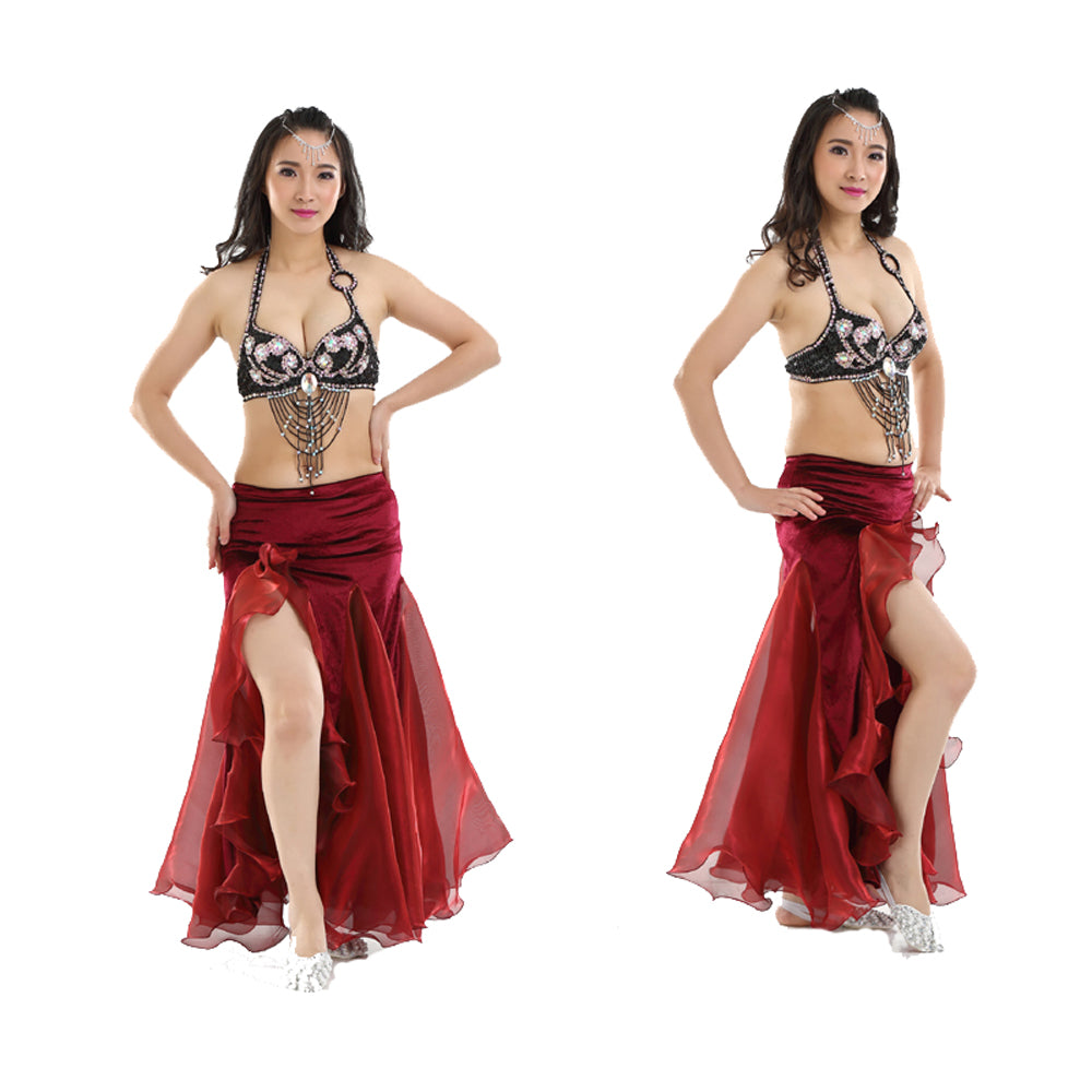 Belly Dance Costumes with Flannel Rose Skirt Belly Dance Dress 1 Set