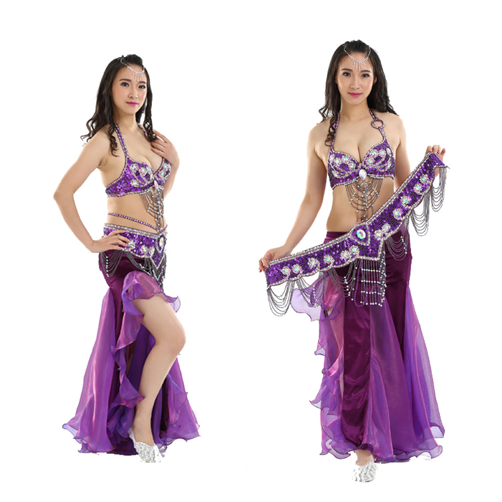 Belly Dance Costumes with Flannel Rose Skirt Belly Dance Dress 1 Set