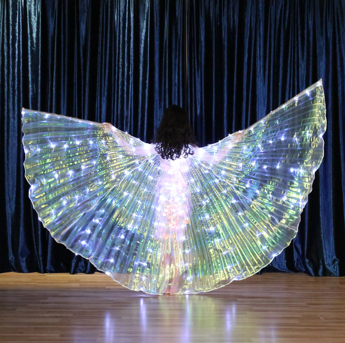 LED Isis Wings Carnival Halloween Shows Wings Costume Cloak LED Cape with Telescopic Sticks