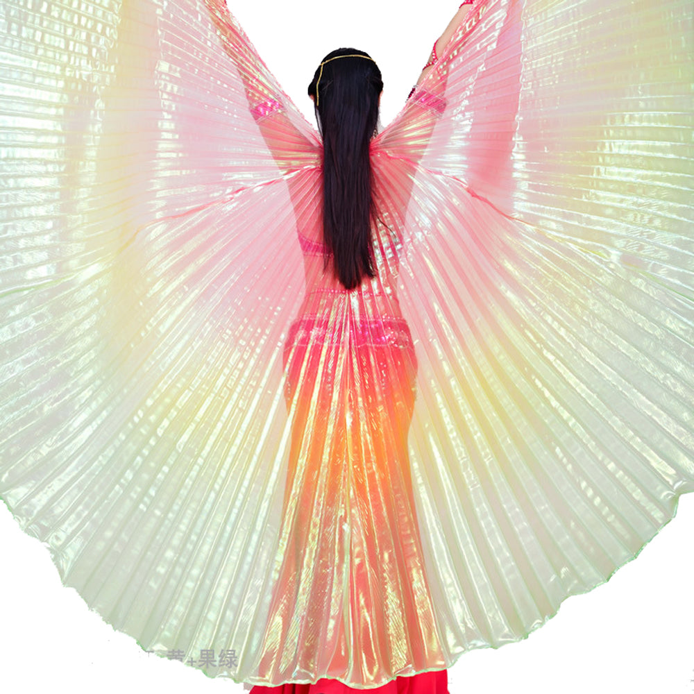 Women's Belly Dance Costume Isis Wings, Tricolor Dance Wings Angel Wings for Halloween Carnival Performance with Sticks