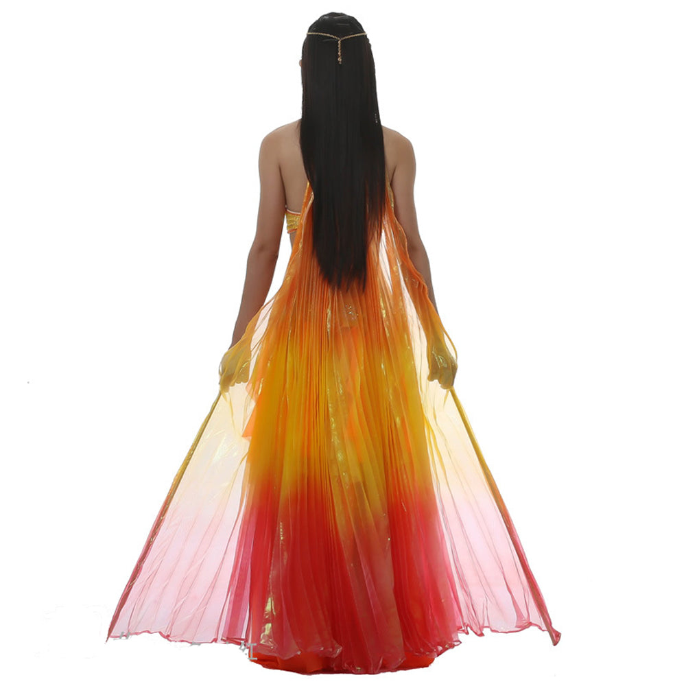 Women's Belly Dance Costume Isis Wings, Tricolor Dance Wings Angel Wings for Halloween Carnival Performance with Sticks