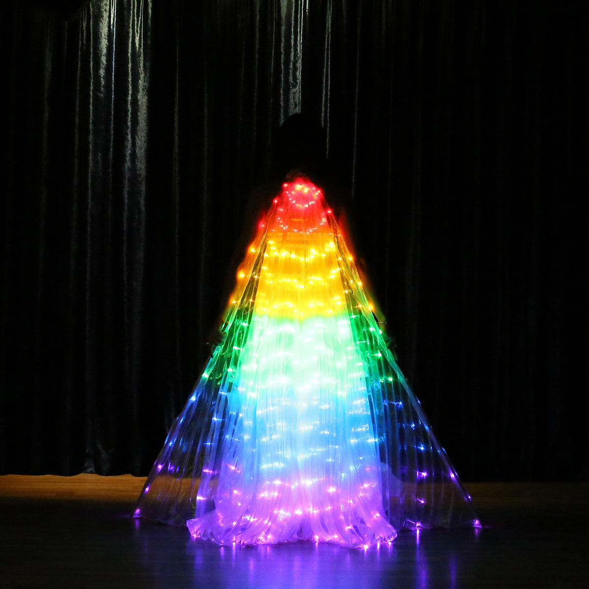 LED Isis Wing 5 Color Rainbow - Belly Dance Light Up Wing Carnival Halloween Party Club Wear with Telescopic Sticks