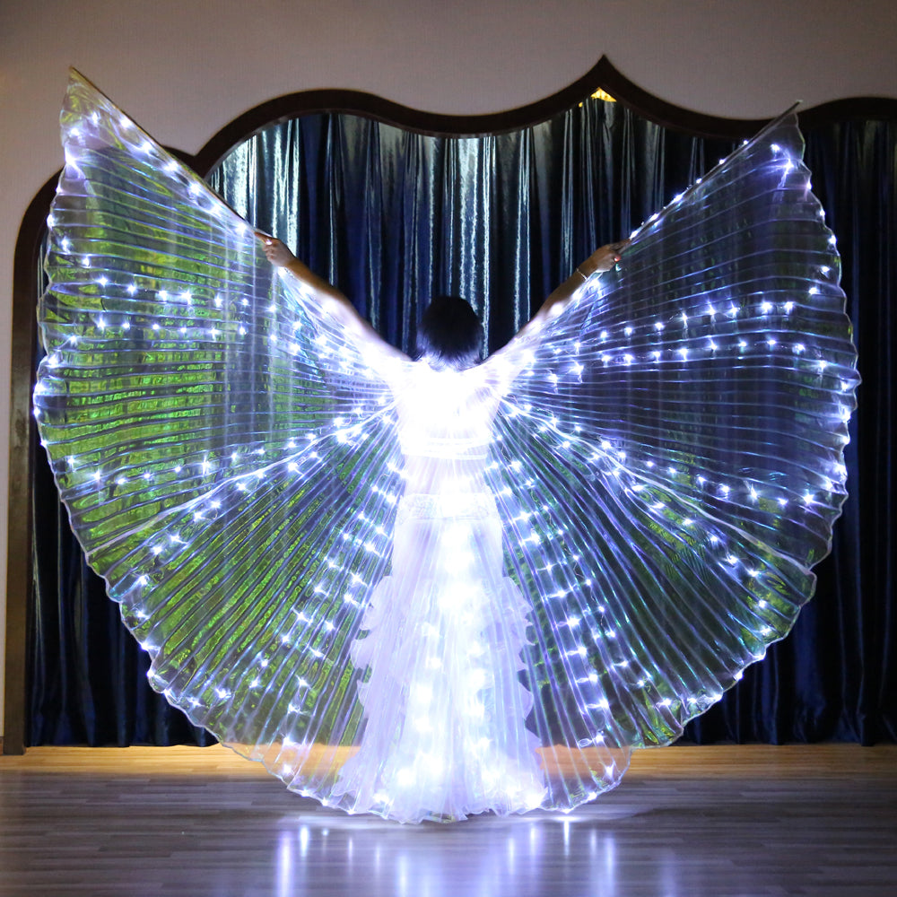 LED Isis Wing 8 Petals - Belly Dance Light Up Wing Carnival Halloween Party Club Wear with Telescopic Sticks