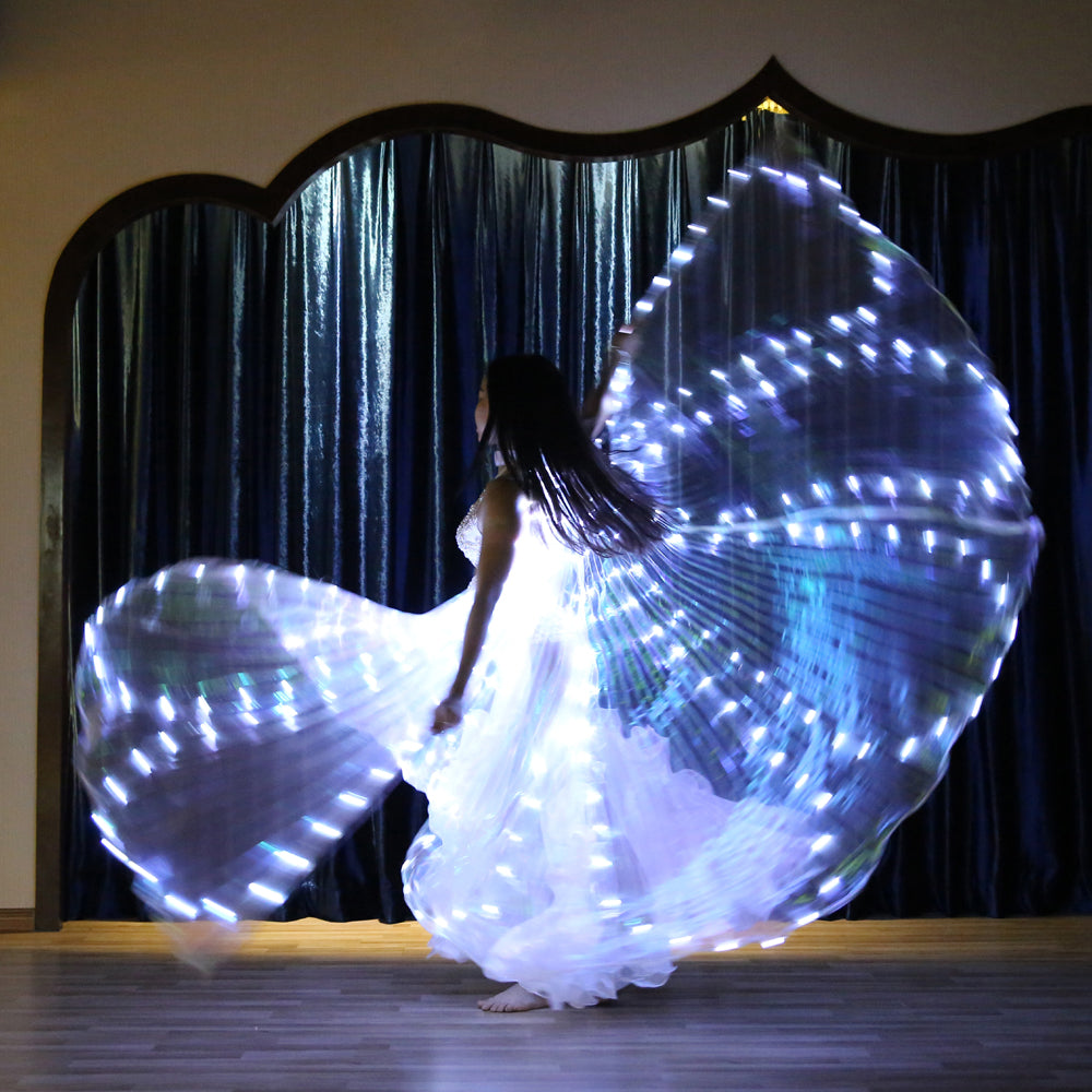 LED Isis Wing 8 Petals - Belly Dance Light Up Wing Carnival Halloween Party Club Wear with Telescopic Sticks