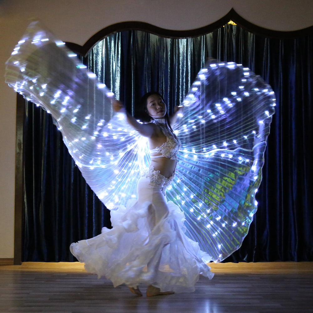 LED Isis Wing 8 Petals - Belly Dance Light Up Wing Carnival Halloween Party Club Wear with Telescopic Sticks