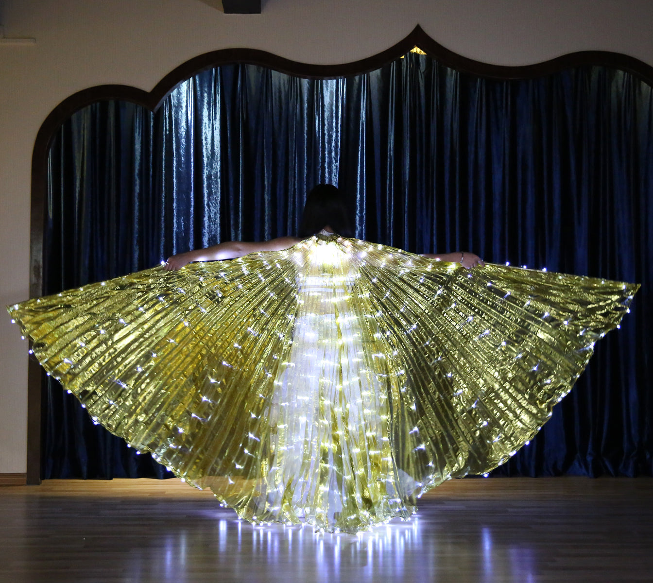 LED Isis Wing Single Colors - Belly Dance Light Up Wings Carnival Halloween Party Club Wear with Telescopic Sticks